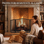 3-Panel Folding Fireplace Screen, 107x60 cm, Black