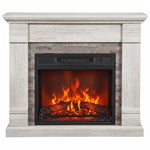 1800W Decorative Electric Fireplace with Flame Effect (3 Brightness Levels), Thermostat, Timer, and Remote Control – Natural Style