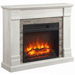 1800W Decorative Electric Fireplace with Flame Effect (3 Brightness Levels), Thermostat, Timer, and Remote Control – Natural Style