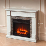 1800W Decorative Electric Fireplace with Flame Effect (3 Brightness Levels), Thermostat, Timer, and Remote Control – Natural Style