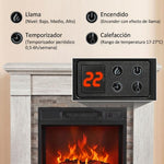 1800W Decorative Electric Fireplace with Flame Effect (3 Brightness Levels), Thermostat, Timer, and Remote Control – Natural Style