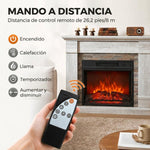 1800W Decorative Electric Fireplace with Flame Effect (3 Brightness Levels), Thermostat, Timer, and Remote Control – Natural Style