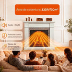 1800W Decorative Electric Fireplace with Flame Effect (3 Brightness Levels), Thermostat, Timer, and Remote Control – Natural Style