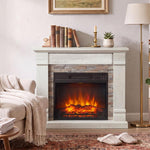 1800W Decorative Electric Fireplace with Flame Effect (3 Brightness Levels), Thermostat, Timer, and Remote Control – Natural Style