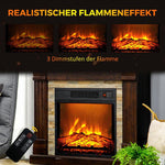 1800W Electric Fireplace with Heater, Remote Control, and Overheat Protection – Decorative Fireplace (Dark Brown)