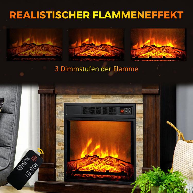 1800W Electric Fireplace with Heater, Remote Control, and Overheat Protection – Decorative Fireplace (Dark Brown)