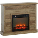 Electric fireplace, 3D flame effect, 3 settings, timer, remote control, natural wood