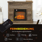 Electric fireplace, 3D flame effect, 3 settings, timer, remote control, natural wood