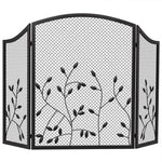 3-Panel Folding Fireplace Screen 122 x 1 x 75 cm Black