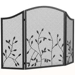 3-Panel Folding Fireplace Screen 122 x 1 x 75 cm Black