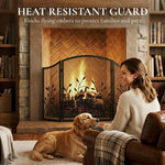 3-Panel Folding Fireplace Screen 122 x 1 x 75 cm Black