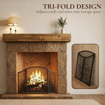 3-Panel Folding Fireplace Screen 122 x 1 x 75 cm Black