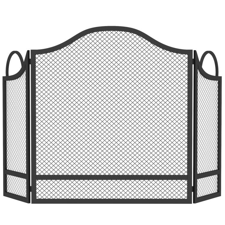 Floral 3-Panel Folding Fireplace Screen 122 x 1 x 74 cm Black