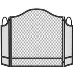 Floral 3-Panel Folding Fireplace Screen 122 x 1 x 74 cm Black