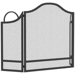 Floral 3-Panel Folding Fireplace Screen 122 x 1 x 74 cm Black