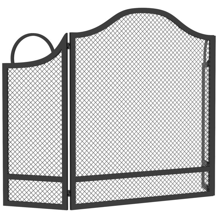 Floral 3-Panel Folding Fireplace Screen 122 x 1 x 74 cm Black