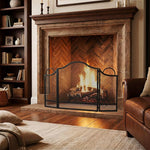 Floral 3-Panel Folding Fireplace Screen 122 x 1 x 74 cm Black