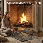 Floral 3-Panel Folding Fireplace Screen 122 x 1 x 74 cm Black
