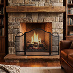 Floral 3-Panel Folding Fireplace Screen 122 x 1 x 74 cm Black