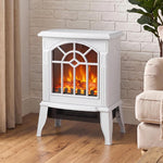 Freestanding Electric Fireplace, Electric Log Burner w/ LED Flame Effect, Overheating Safety System, 1000W/2000W, White