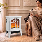 Freestanding Electric Fireplace, Electric Log Burner w/ LED Flame Effect, Overheating Safety System, 1000W/2000W, White