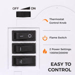 Freestanding Electric Fireplace, Electric Log Burner w/ LED Flame Effect, Overheating Safety System, 1000W/2000W, White
