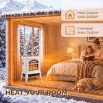 Freestanding Electric Fireplace, Electric Log Burner w/ LED Flame Effect, Overheating Safety System, 1000W/2000W, White
