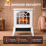 Freestanding Electric Fireplace, Electric Log Burner w/ LED Flame Effect, Overheating Safety System, 1000W/2000W, White