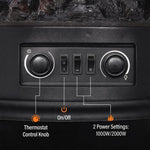Electric Fireplace Stove, 1000/2000W 3-Sided Freestanding Fireplace Heater with 3D Flame Log, Thermostat, Black