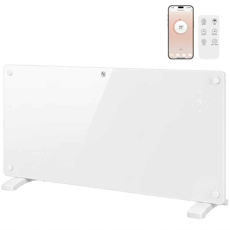 Smart Panel Heater Wall Mounted Freestanding, Electric Heater with Weekly Timer, Open Window & Anti-Frost, 2000W, White