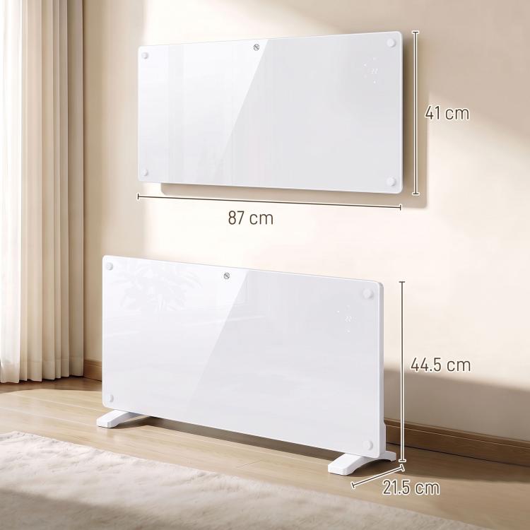 Smart Panel Heater Wall Mounted Freestanding, Electric Heater with Weekly Timer, Open Window & Anti-Frost, 2000W, White