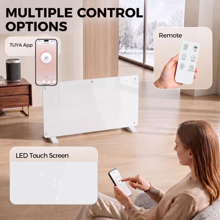 Smart Panel Heater Wall Mounted Freestanding, Electric Heater with Weekly Timer, Open Window & Anti-Frost, 2000W, White