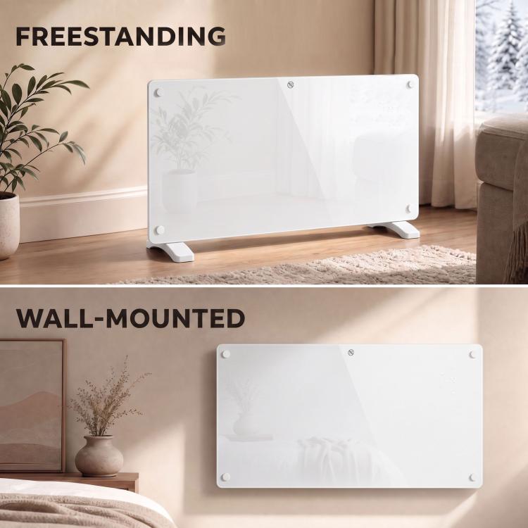 Smart Panel Heater Wall Mounted Freestanding, Electric Heater with Weekly Timer, Open Window & Anti-Frost, 2000W, White