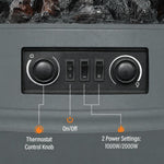Electric Fireplace Stove, 1000/2000W 3-Sided Freestanding Fireplace Heater with 3D Flame Log, Thermostat, Grey