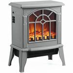 Freestanding Electric Fireplace, Electric Log Burner w/ LED Flame Effect, Overheating Safety System, 1000W/2000W, Grey