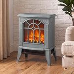 Freestanding Electric Fireplace, Electric Log Burner w/ LED Flame Effect, Overheating Safety System, 1000W/2000W, Grey