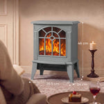 Freestanding Electric Fireplace, Electric Log Burner w/ LED Flame Effect, Overheating Safety System, 1000W/2000W, Grey