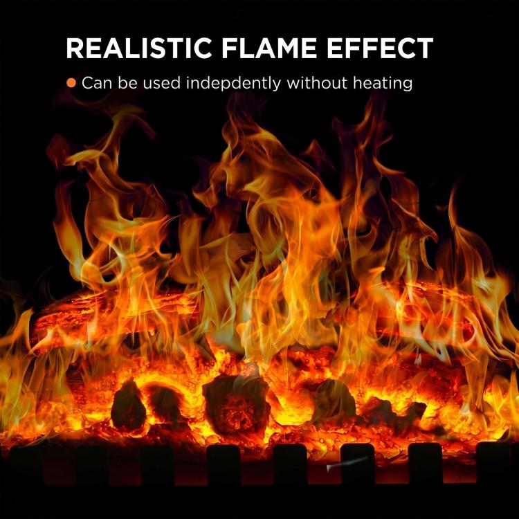 Freestanding Electric Fireplace, Electric Log Burner w/ LED Flame Effect, Overheating Safety System, 1000W/2000W, Grey