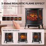 Electric Fireplace Stove, Freestanding Electric Fire Heater with Realistic LED Flame, 2000W, Black