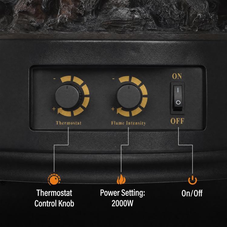 Electric Fireplace Stove, Freestanding Electric Fire Heater with Realistic LED Flame, 2000W, Black