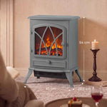 1kW-2kW Vintage Electric Fireplace Heater - Grey
