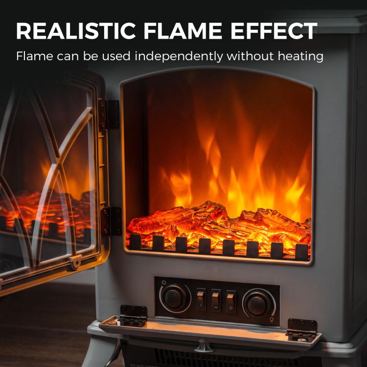 1kW-2kW Vintage Electric Fireplace Heater - Grey