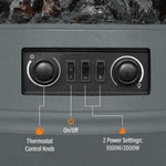 1kW-2kW Vintage Electric Fireplace Heater - Grey
