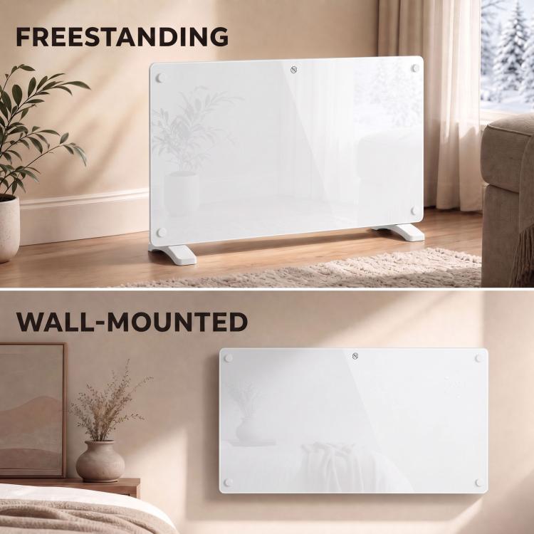 1500W Smart Panel Heater Wall Mounted & Freestanding, Electric Heater with Weekly Timer, Open Window & Anti-Frost, White