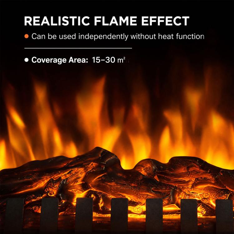 Freestanding Portable Fireplace, Electric Fireplace Stove Heater with 3D Flame Effect and Adjustable Thermostat, White