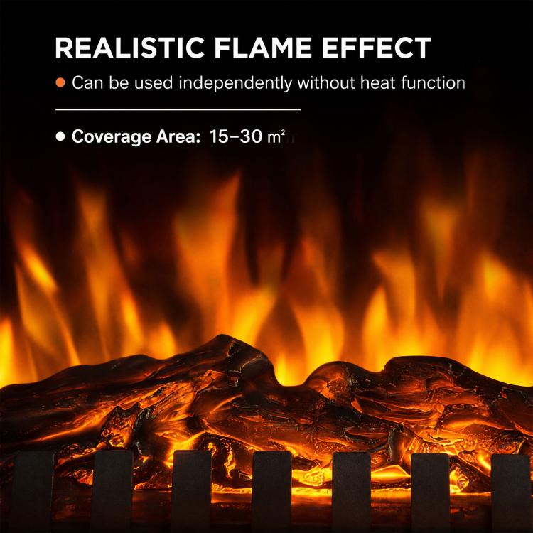 Freestanding Portable Fireplace, Electric Fireplace Stove Heater with 3D Flame Effect and Adjustable Thermostat, Grey