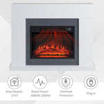 Electric Fireplace Suite with Remote Control, 2000W Freestanding Fireplace Heater with LED Flame Effect, Overheat Protection, 7-Day Programmable Timer, White