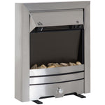 2KW Stainless Steel Electric Fireplace Pebble Burning Effect Heater Fire Flame Indoor Stove LED Lighting