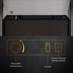 2KW Stainless Steel Electric Fireplace Pebble Burning Effect Heater Fire Flame Indoor Stove LED Lighting