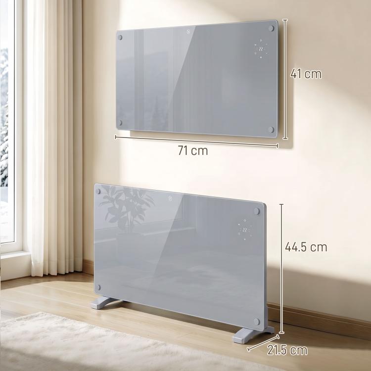 1500W Smart Panel Heater Wall Mounted & Freestanding, Electric Heater with Weekly Timer, Open Window & Anti-Frost, Grey